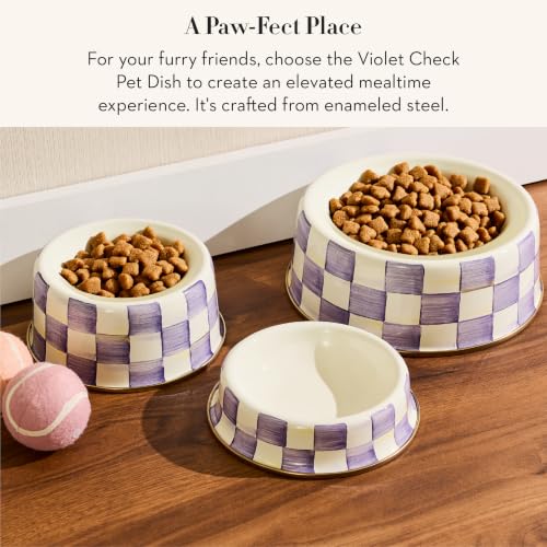 Enamel Pet Dish (Violet Check / Medium)