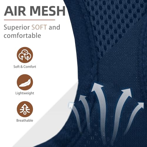 Dog Harness Collar and Leash Set No Pull for Small Medium Sized (Solid NavyBlue / M (CHEST 16"-18"))