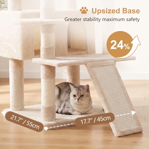 Tall Cat Tree for Large Cat (Beige / 75.2 inch)