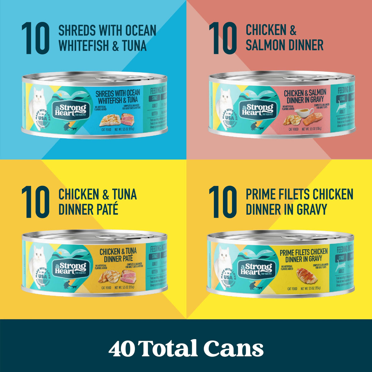 A Strong Heart Cat Food Variety Pack (5.5 Ounce (Pack of 40))