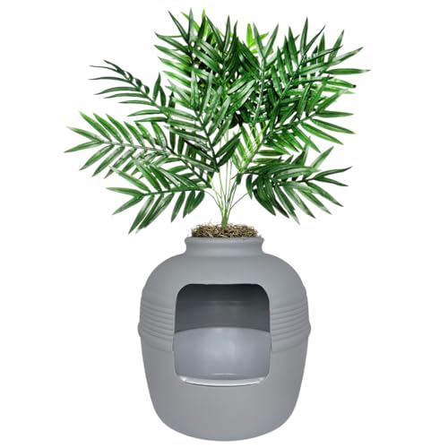 Original Hidden Litter Box Planter (Palm Plant / Essentials Kit / Pebble Gray)