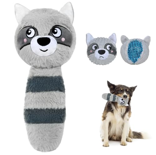 Squeaky Dog Toys for Aggressive Chewers (M/L / Grey Raccoon)