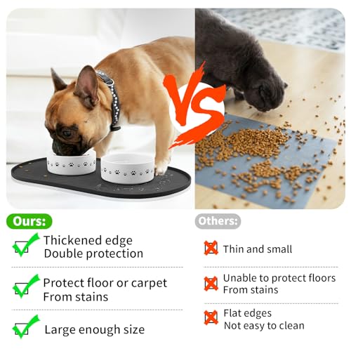 Dog Food Mat Spill (Black / 19"L x 12"W)
