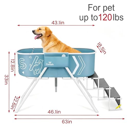 Foldable Dog Washing Station for Large Dogs with Stairs