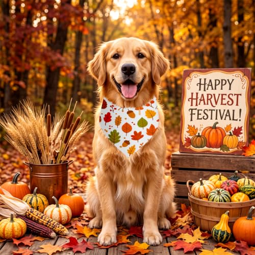 50 Pcs Fall Dog Bandanas Bulk for Autumn Soft Bibs Adjustable (Fall Plant / 25.6 x 17.7 x 17.7 Inch)