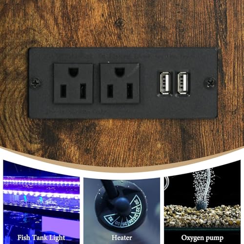 55 75 Gallon Fish Tank Stand with Power Outlets (Brown and Black)