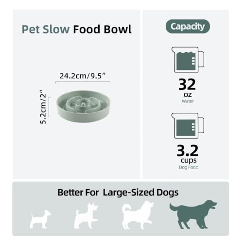Ceramic Slow Feeder Dog Bowls (Light Green)