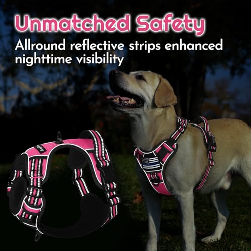 Dog Harness No Pull for Large Dogs (X-Large / Pink & Black)