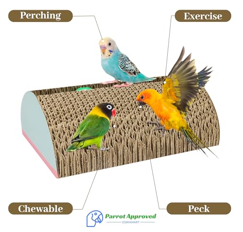 Parrot Cardboard Toy with Jingle Bells Bird Cage Perches Toy for Small to Regular Parrot Toys Bird Amazon (MEDIUM size)
