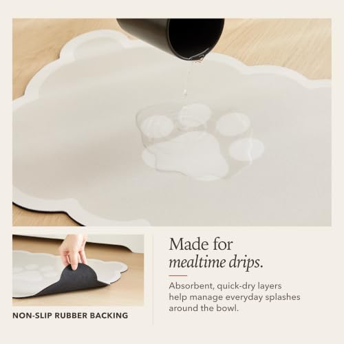 Scalloped Dog Feeding Mat (Khaki / 22"L x 17"W)