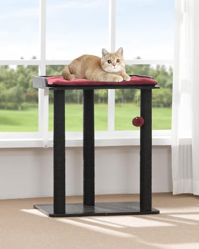 Modern Cat Tree for Large Cats (Black&Red / 22"L x 15.7"W x 26.7"H)