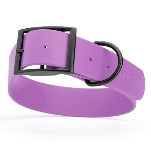 Biothane Waterproof Dog Collar Strong Coated Nylon Webbing with Black Hardware Odor (W1.5" x L24"-28" / Amethyst Purple)