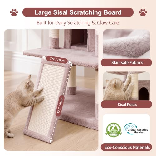 Tall Cat Tree for Large Cat (Rosy Brown / 75.2 inch)