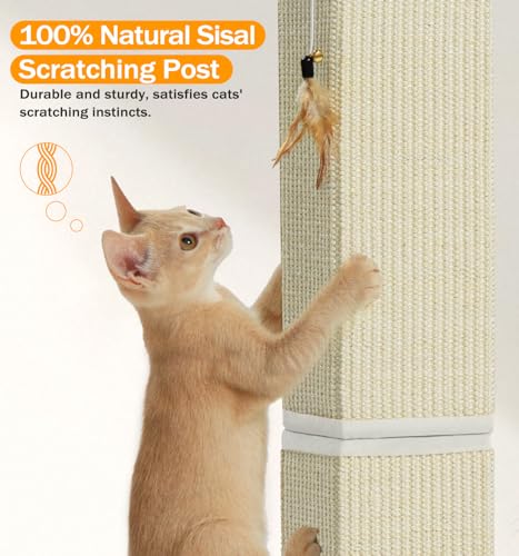 Made4Pets Cat Scratching Post for Indoor Cats (Beige-Sisal)