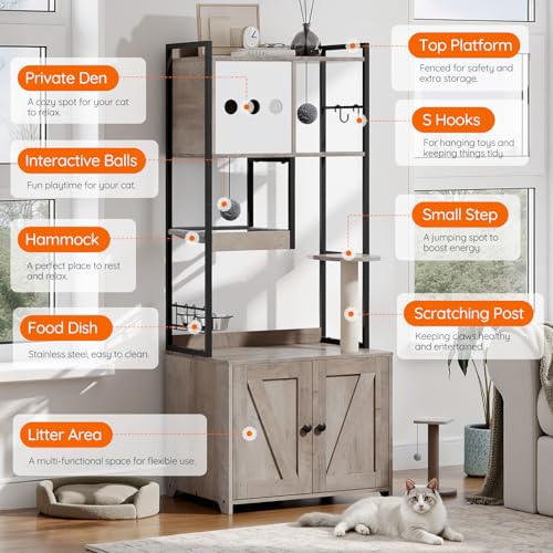 Cat Tree with Litter Box Enclosure