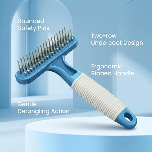 Poodle Pet Dog Grooming Rake (Blue / Shedding Comb)