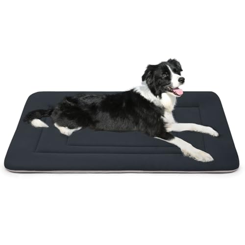Dog Bed Soft Dog Crate Bed Pad Mat (36.0"L x 23.0"W x 1.2"Th / Dark Blue Gray)