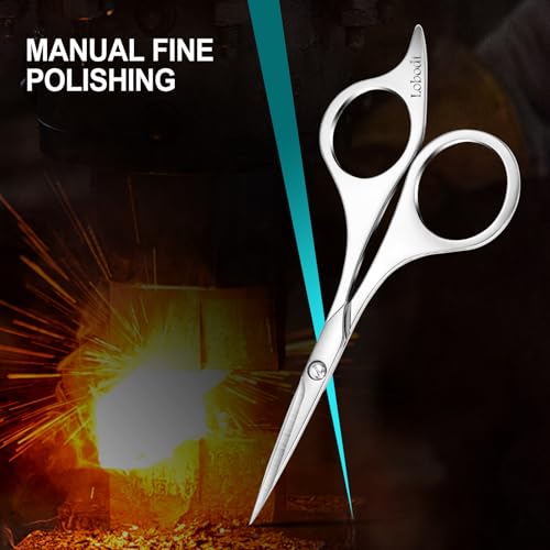 4.9 inch Professional Grooming Scissors for Men Facial Hair Removalr (Silver)
