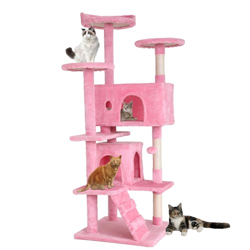 54" Cat Tree Tower (54in / Pink)