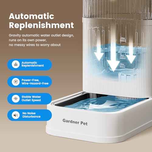 1.7 Gallon Automatic Dog Water Dispenser with Stainless Steel Bowl (White / 1.7 Gallon)