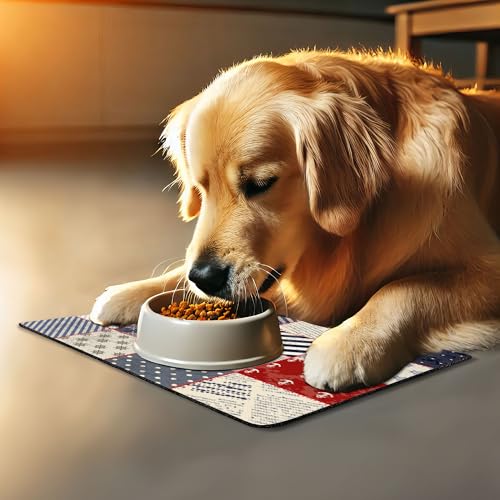 Nautical Pet Mat for Food and Water (Vermilion Blue)