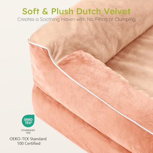 Dog Beds for Large Dogs (Peach Pink / Large(36"L x 27"W x8.5"Th))