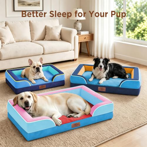 Orthopedic Dog Bed for Extra Large Dogs with Bolster (45.0"L x 35.0"W x 8.5"Th / Houston)