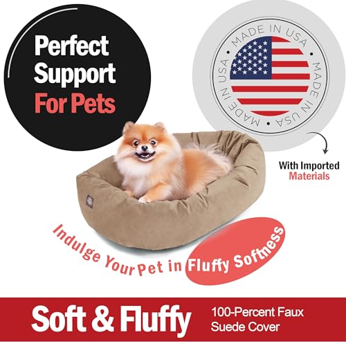 Suede Shredded Memory Foam Mix Calming Dog Bed Washable (Stone)