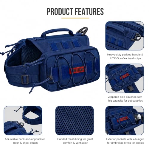 Dog Backpack for Medium & Large Dogs (Blue / Medium)