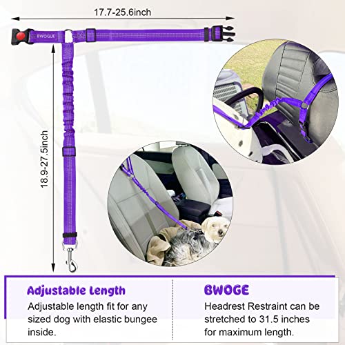 2 Pack Dog Seat Belt for Car (Purple)