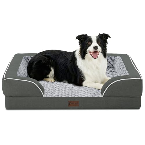 Waterproof Orthopedic Dog Bed for Medium Dogs (Dark Grey / 35.0"L x 22.0"W x 7.0"Th)