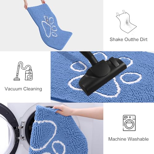 Dog Door Mat for Muddy Paws (48"X30" / Cornflower Blue and White)