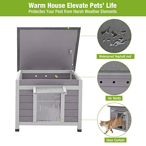 Wooden Dog House for Small Dogs Cats Outdoor Cage Indoor Kennel with PVC Door Flaps