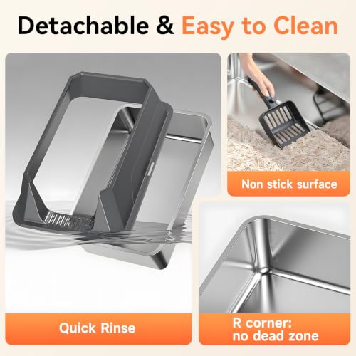 Stainless Steel Litter Box with High Sides (Dark Gray-1Pack)