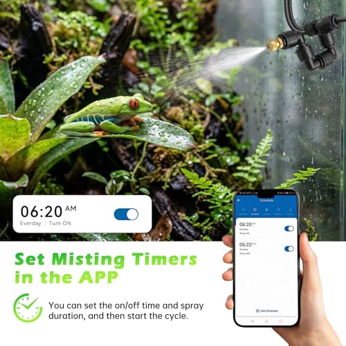Smart Reptile Mister Automatic Mister System for Reptile Tank APP WiFi Remote Control Reptile Humidifier Fogger for Aquarium Terrariums with 360°Adjustable Misting Nozzles for Frog Lizard Amphibians (4 Nozzles)
