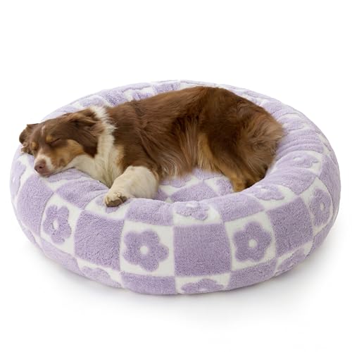 Shown on TV Jacquard Donut Dog Beds Large (36.0"L x 36.0"W x 8.0"Th / Flower Checks)
