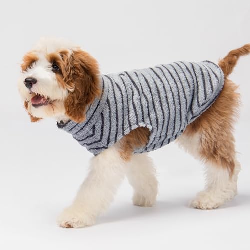 2 Pack Striped Fleece Dog Sweater (Medium / Blue-Grey)
