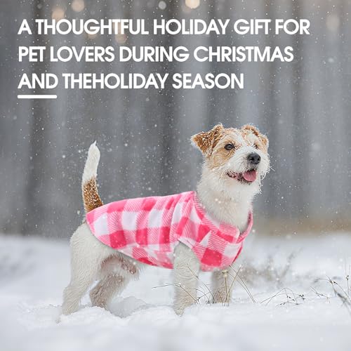 Dog Fleece Vest (Pink Plaid / Medium (Chest Girth: 18.5'' ))
