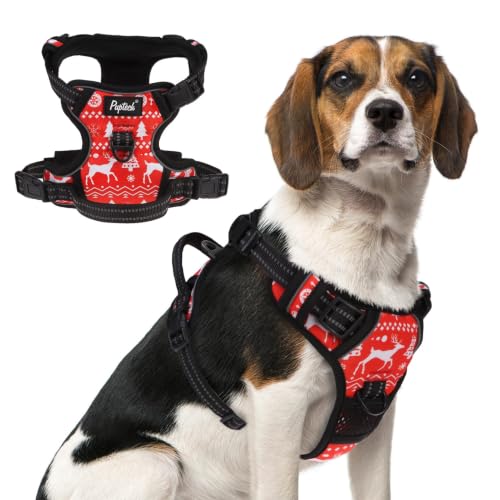 No Pull Christmas Dog Harness Medium Sized (Red(Dense Pattern) / Medium)