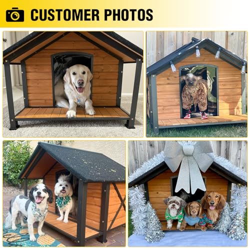 Outdoor Heated Dog House with Heating Pad Insulated Dog House with Anti