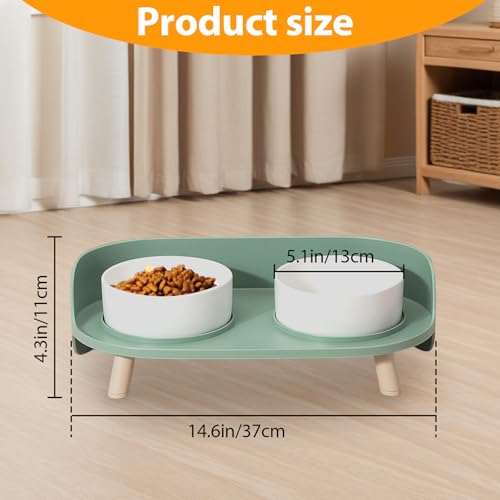 Elevated Dog Bowls Set (Green)