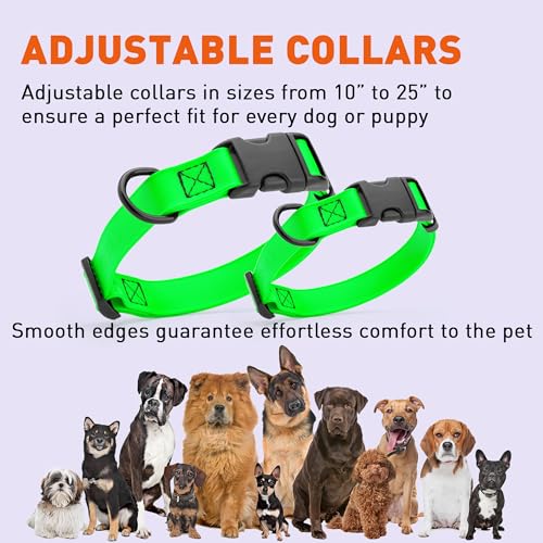Biothane Waterproof Dog Collar with Quick Release Buckle Strong Coated Nylon Webbing with Odor (1"W by 15-25"L / Tropical Green)