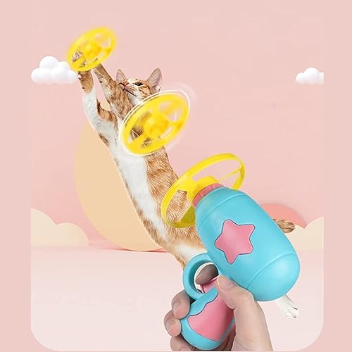 14 PCS Cat Fetch Toy with Colorful Flying Propellers Set