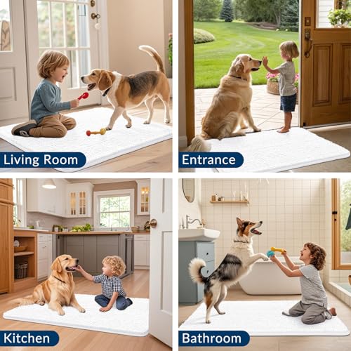 Dog Door Mat for Muddy Paws 44x32 (White / 44"X32")