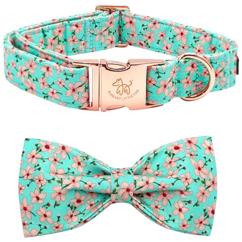 Dog Collar Spring Pet Collar with Bow Dog Durable Pink Flower Print Dog Collars Girl Pet Gift Adjustable Dog Collar for X (Pink Floral / X-Large (Pack of 1))