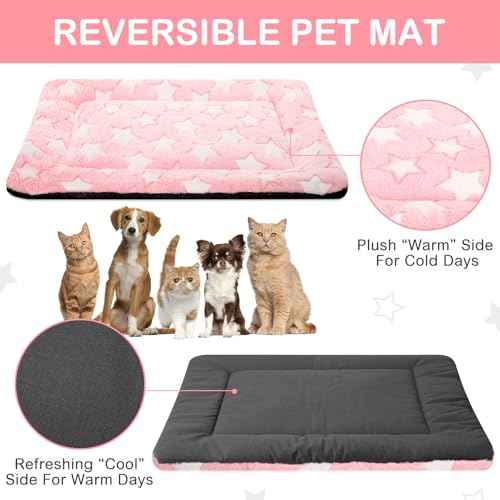 4 Pcs Dog Crate Pads Soft Warm (Rectangular 20 x 30 x 1.6 Inch / Star / Colorful)