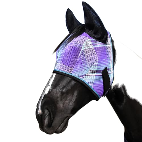 Horse Fly MASK with Web Trim and MESH Ears (XL (Large Horse) / 2017 - Lavender Mint)