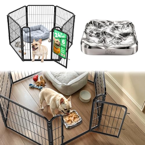 Homeplus Indoor Dog Playpen with Lick Mat (Black / 24"H)