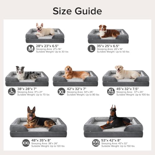 Jumbo Orthopedic Dog Bed for Extra Large Dogs (Grey / XL-PLUS (45"x 32"x 7.5"))