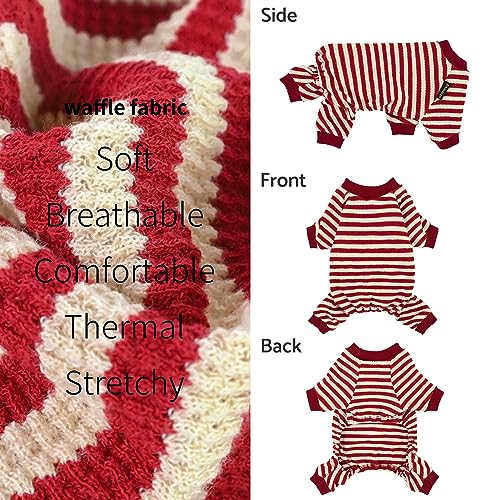 Red and White Striped Dog Pajamas (X-Large / Red)